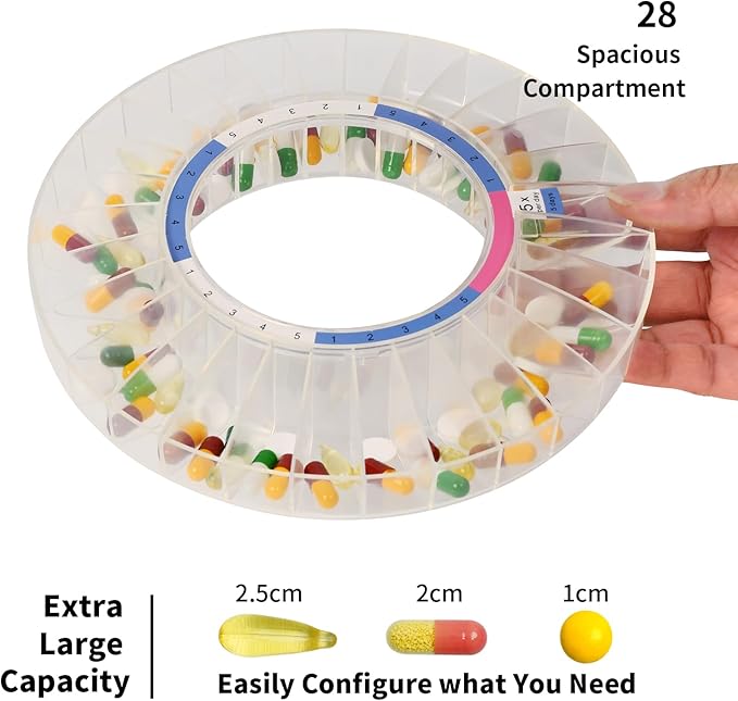 Senyerkare Automatic Pill Dispenser with Lock & Alert for Seniors | Sound/Light Alarms for Elderly, Dementia & Caregivers - Up to 6 Alarms/Day, Medication Organizer for Vitamins/Supplements