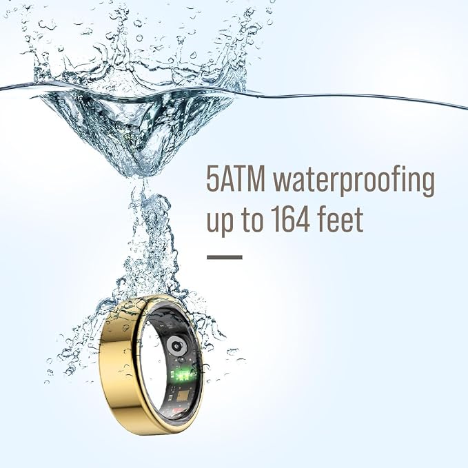 Herz P1 Smart Ring for Women & Men - (Size 11) 24/7 Health Metrics Fitness Ring, Tracks 20+ Biometrics, 6 Day Battery Life, Waterproof Stainless Steel, Free APP for iOS Android, No Subscription