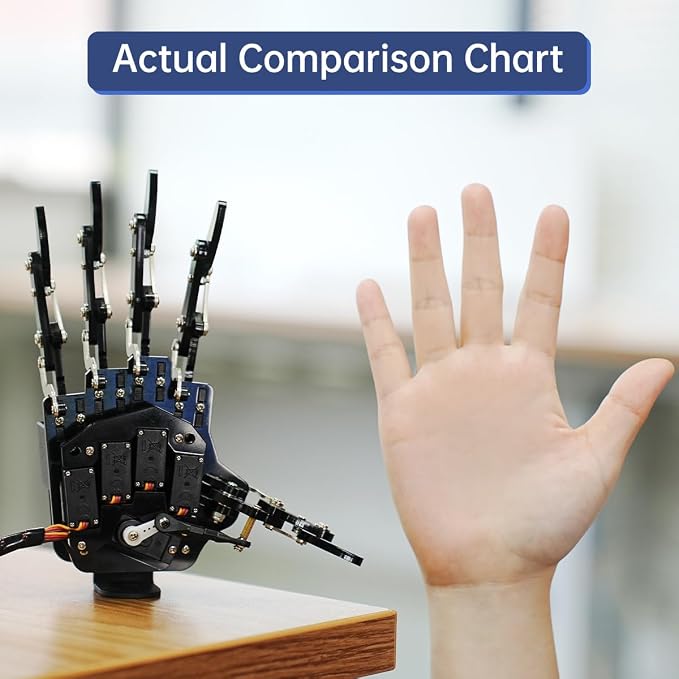 HIWONDER Robot Hand Five Fingers Support Secondary Development Solely Movement Bionic Robot Mechanical Arm Hand DIY Robot（Right Hand）
