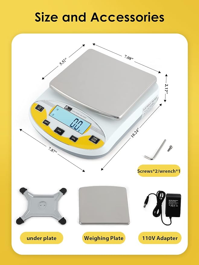 CGOLDENWALL Precision Lab Scale 5000gX0.01g Analytical Electronic Balance Digital Laboratory Scale Precision Jewelry Scales Kitchen Weighing Electronic Scales 0.01g Calibrated 110V (5000g, 0.01g)