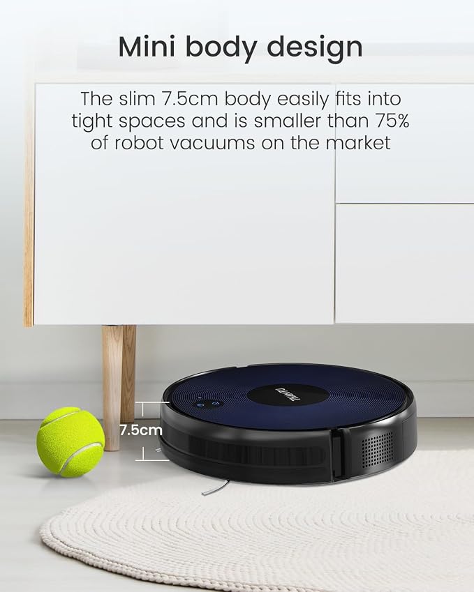 Robot Vacuum and Mop Combo, 100Min Runtime, APP&Voice Control, Ultra-Thin, Tangle-Free, Self-Charging Robotic Vacuum Cleaner, Good for Pet Hair, Hard Floor and Medium-Pile Carpet