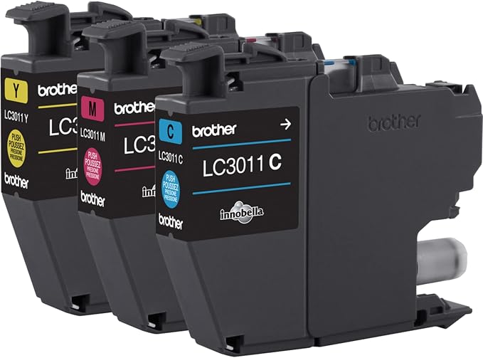 Brother Genuine LC30113PKS 3-Pack Standard Yield Color Ink Cartridges, Page Yield Up to 200 Pages/Cartridge Includes Cyan, Magenta and Yellow, LC3011