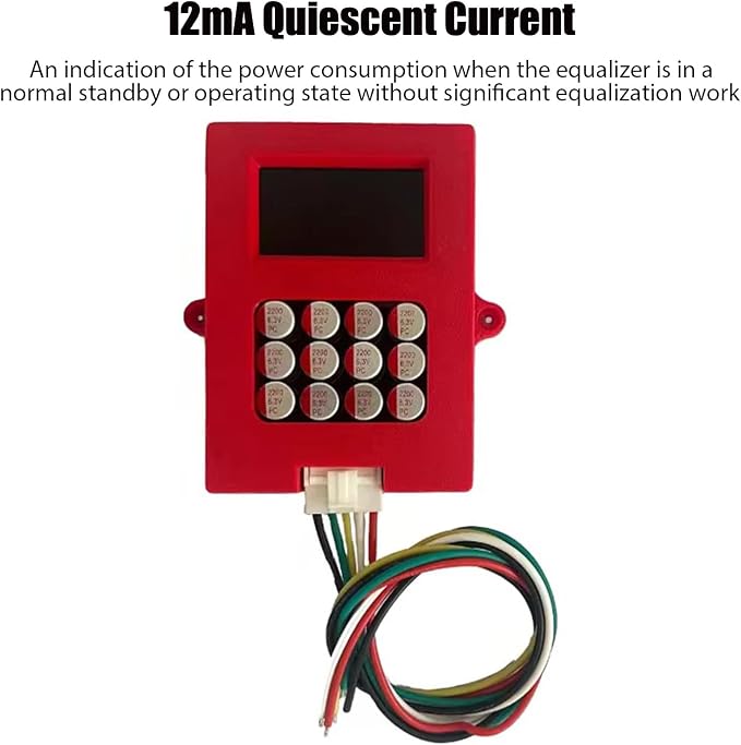 5A 4S LiFePo4 & NCM Active Battery Balancer, 12V, 0-5.5A Adaptive, Digital Voltage Display (DS0855), Red, Type A/B Plug