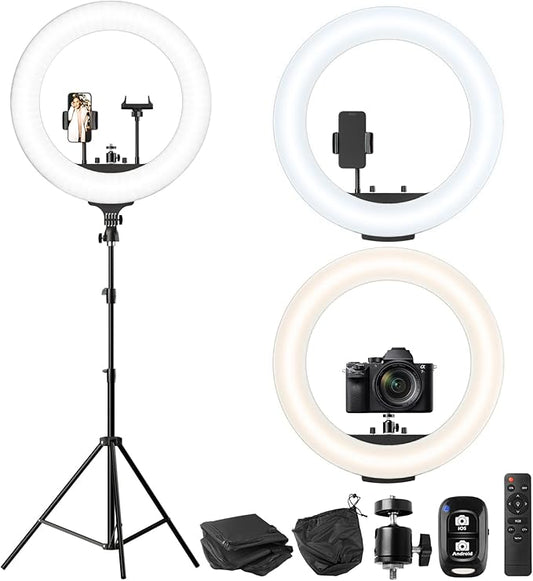 UBeesize 22'' Ring Light with 72'' Stand, 60W Large Ring Light with Phone Holder, Dimmable LED Light for Makeup Barber Stylist Tattoo YouTube TikTok Photography