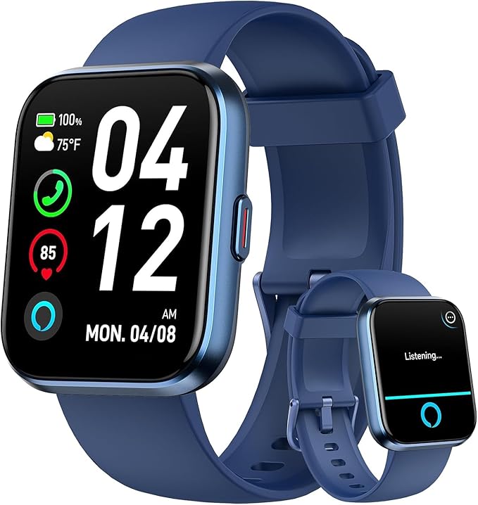 Smart Watch for Men/Women Android & iPhone, 1.85" Touchscreen Smartwatch with Answer/Make Calls, Fitness Watch with 3ATM Waterproof, 120+ Sport Modes, Heart Rate/Sleep/SpO2 Monitor,Pedometer, Alexa