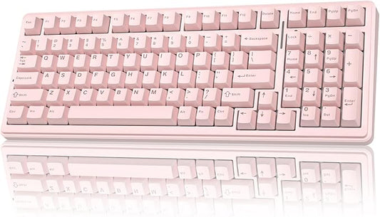AULA F99 Wireless Mechanical Keyboard-Silent Version,Tri-Mode(BT5.0/2.4GHz/USB-C),Gasket Structure,Hot Swappable Mechanical Keyboard with Pre-lubed Linear Switches,RGB Backlit PC Gaming Keyboards,Pink