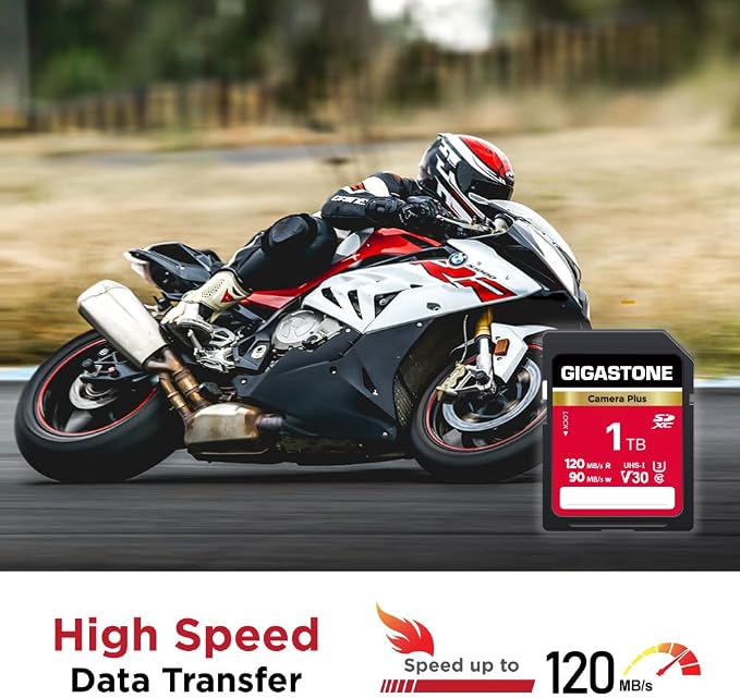 GIGASTONE 1TB SD Card, Camera Plus, UHS-I V30 SDXC Memory Card High Speed UHD Video Compatible with Kodak Olympus Digital Camera, with 1 Mini case