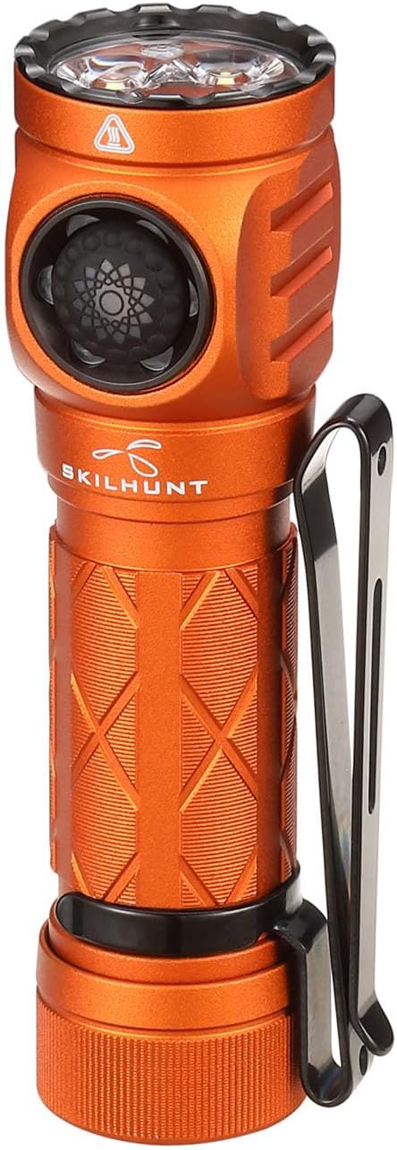 SKILHUNT EC150 USB-C Rechargeable Pocket Flashlight, High CRI,Compact Mini LED Torch for Everyday Use, Durable EDC Light (Orange, Neutral White 519A High CRI)