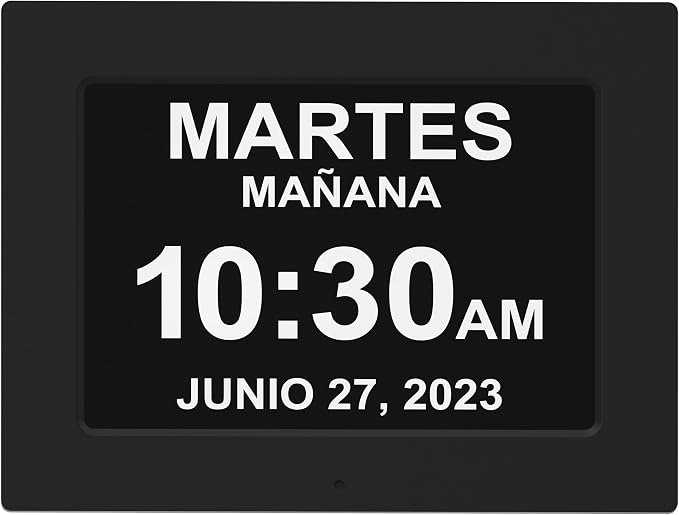 American Lifetime 【New 2025】 Dementia Clock Large Clock for Seniors, Digital Clock with Custom Alarms, Clock with Day & Date for Elderly, Large Number Digital Clock Black Extra Large