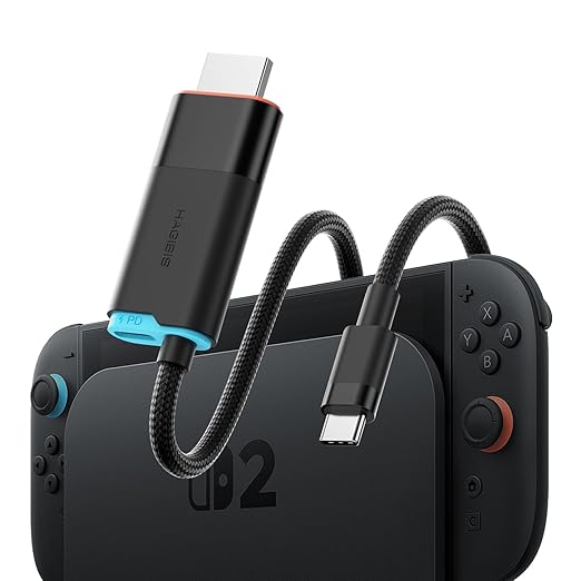 Hagibis Switch2 Dock for Nintendo Switch1/2 & Switch OLED, USB C to HDMI Cable Adapter with 4K@60Hz HDMI, 100W PD, Type-C to HDMI Adapter for Laptop, Tablet, SteamDeck, ROG Ally (Black 4K@60Hz)