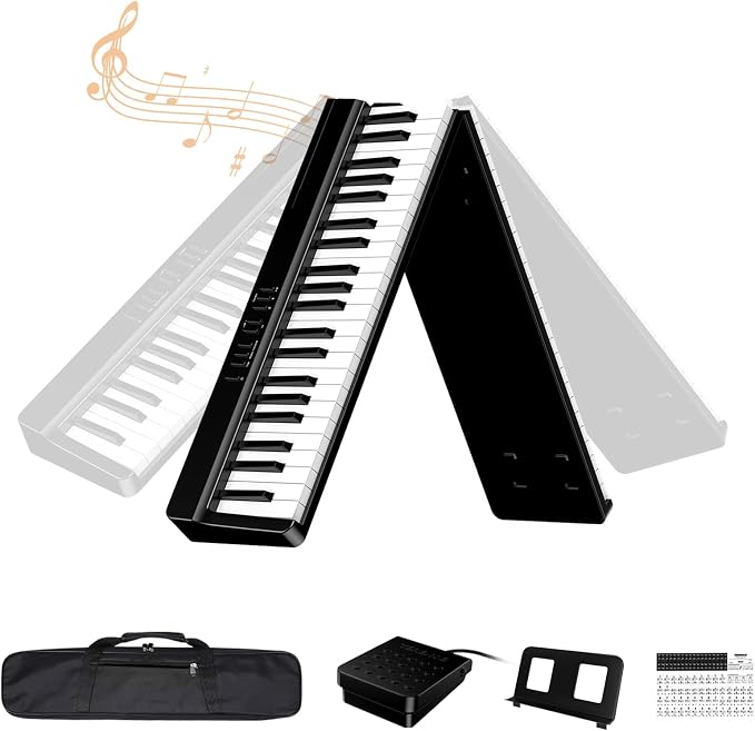 Portable Piano Keyboard 88 Keys: Semi-Weighted Folding Digital Piano Bluetooth, 128 Tones & Silent Mode TERENCE Electric Folding Piano Kit for Adult