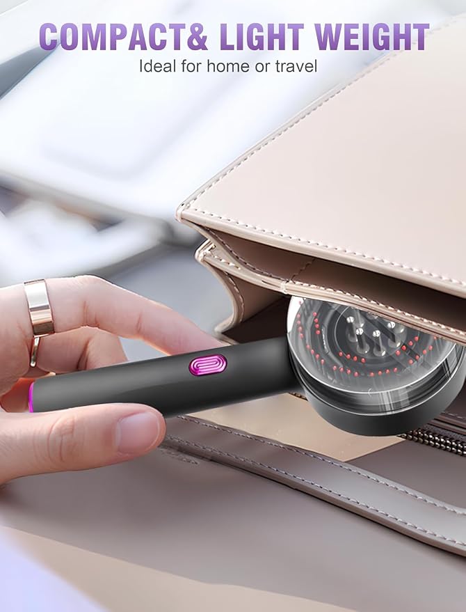 Portable Red Scalp Massager Comb with Essential Oil Diffuser,3IN1 Electric Scalp Massager Relaxes Scalp with 1400mAh Rechargeable Battery, Waterproof Hair Scalp Massager for Hair Care