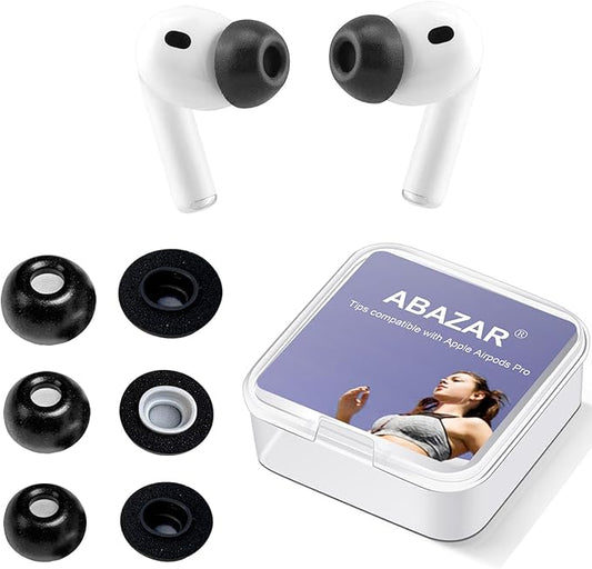 Memory Foam Tips for Newest AirPods Pro 3, No Silicone Eartips Pain, Anti-Slip Replacement Ear Tips, Fit in The Charging Case, Reducing Noise Ear Tips, 3 Pairs (S/M/L, Black)