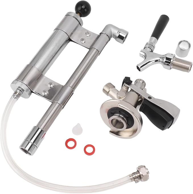 Beer Dispenser, 8 Inch Stainless Steel Hand Pump Leakproof Portable Design, Beer Keg Tap Draft Dispenser, for Indoor Outdoor Camping Picnic Parties