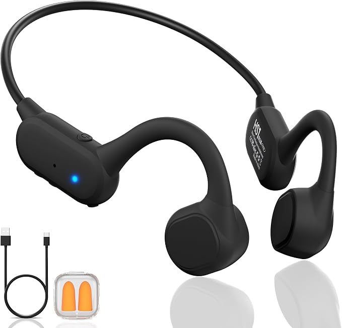 Bone Conduction Headphones - Bluetooth 5.4 Wireless Open-Ear Headphones with Microphone, IPX5 Sweatproof Running Headset, 12Hrs Battery Life for Cycling, Hiking, Workout & Sports (Black)