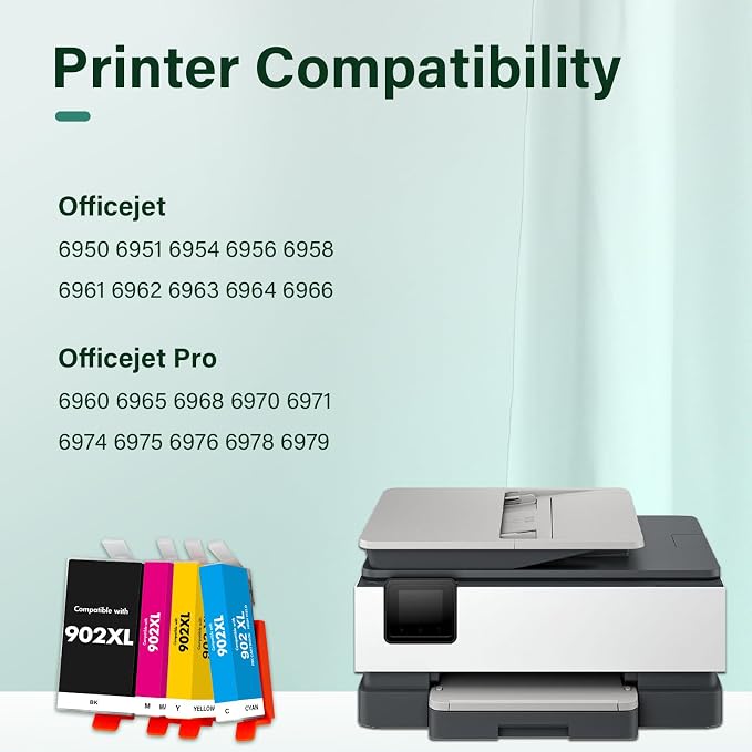 902XL 902 6978 Ink Cartridges Combo Pack Replacement for HP Printers 902 XL Black and Color Combo Pack for OfficeJet Pro 6978 6968 6970 6958 6962 6975 6960 6965 6971 6974 6976 6979-4 Pack