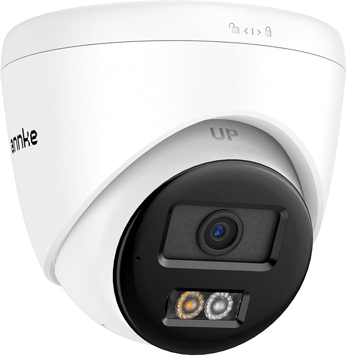 ANNKE 3K PoE Camera with Red & Blue Strobe Flash Light Alarm, IP Turret Security Camera Outdoor Indoor, Two-Way Audio, Color Night Vision, AI Human Detection, 123° Wide Angle, 24/7 Recording, IP67