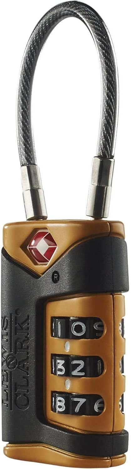 Lewis N. Clark TSA-Approved Combination Luggage Lock With Steel Cable (2-Pack), Orange, One Size