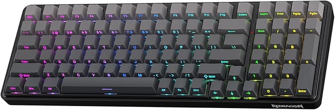 Redragon K744 GB PRO 99 Keys Wireless Gasket RGB Gaming Keyboard, 3-Mode Mechanical Keyboard w/Hot-Swap Socket, Gradient PBT Keycaps & 5-Layer Noise Dampening, Custom Linear Switch