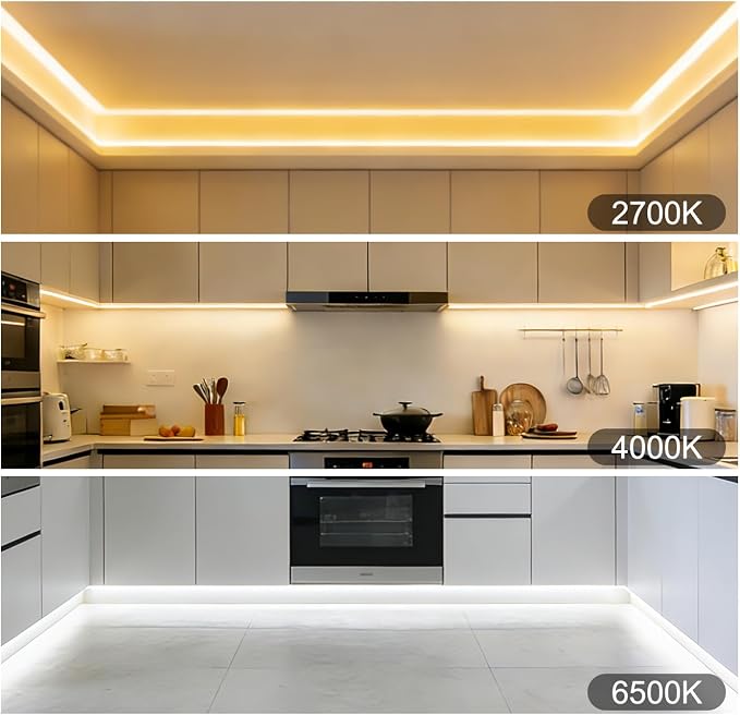 COB LED Strip Lights, CCT Tunable White LED Tape Light 49.2ft/15m, 2700K-6500K, CRI90+, 24V Dimmable LED Strips Kit with Bluetooth APP Control, for Bedroom, Kitchen, DIY Lighting.