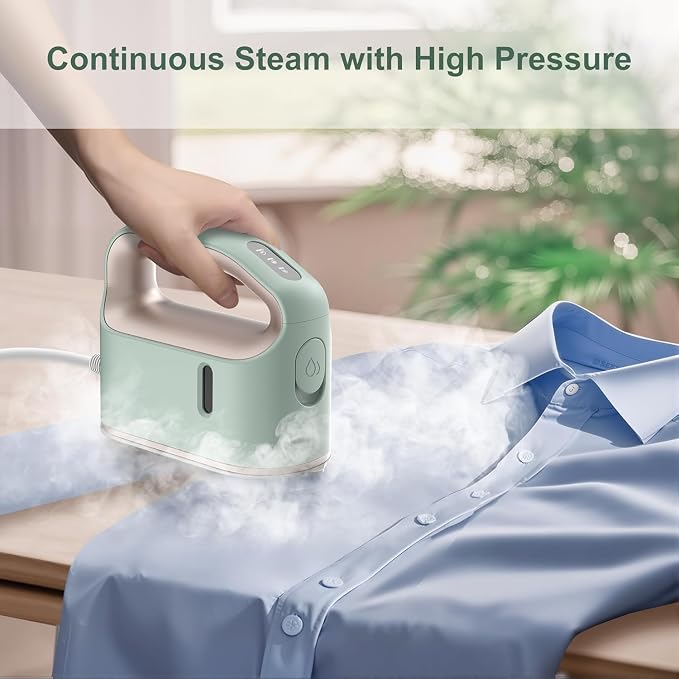 Newbealer Smart Steam Iron 1200W Turbocharged Steam 120V (Mint-Green) | Mini Heat Press, Pro-Grade 3 Steam & 3 Dry Heat Modes, 45s Heat-Up, Auto-Off, Nonstick Ceramic Soleplate, for Home/RV/Hotel