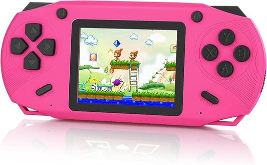 16 Bit Handheld Game for Kids, 3.0'' Large Screen Retro Gaming Player, Preloaded 200 HD Retro Kids Games with 2 Cartridges for Birthday Gift, Video Games for Boys & Girls Aged 4-12(Rose Red)
