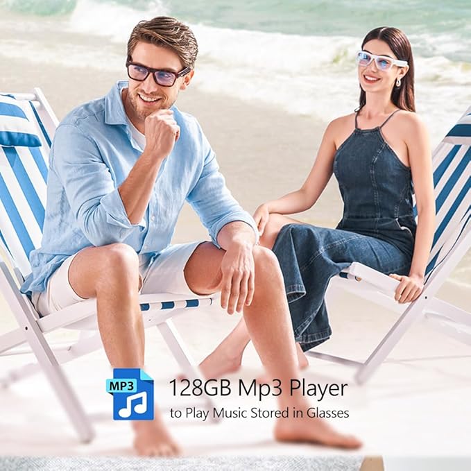 OhO Smart Glasses,32G MP3 Bluetooth Sunglasses with Open Ear Speaker Headphone, Indoor&Outdoor Sports,Polarized UV Protection,For Men Women