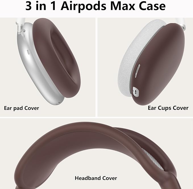 Silicone Case Cover for AirPods Max Headphones, Ear Pad Case Cover/Ear Cups Cover/Headband Cover for AirPods Max 2/1 (2026/2024/2020)(USB-C/Lightning), Accessories for Apple AirPods Max 2, Burgundy