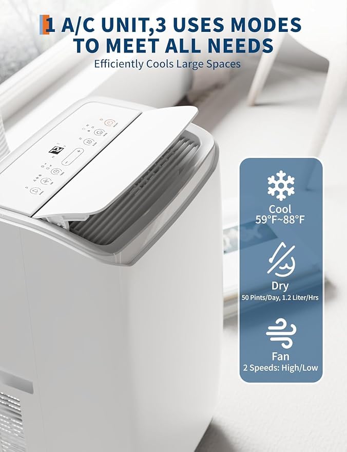 Garvee 12000Btu Portable Air Conditioners Cool/Dry/Fan for 550 Sq.Ft