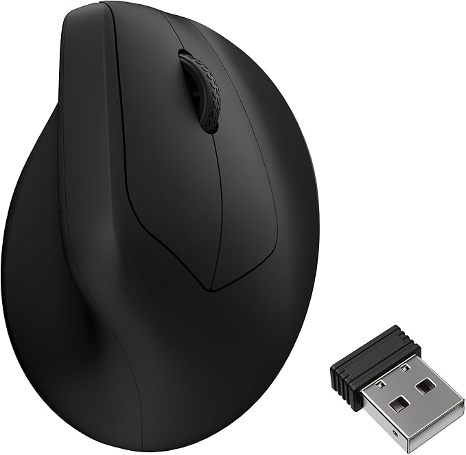 Keychron M5 Wireless Ergonomic Mouse, Compact Vertical Mice with Thumb Wheel, Silent Clicks, 2.4 GHz/Bluetooth/Wired Rechargeable, Customizable Buttons, for Laptop macOS/Windows - Black