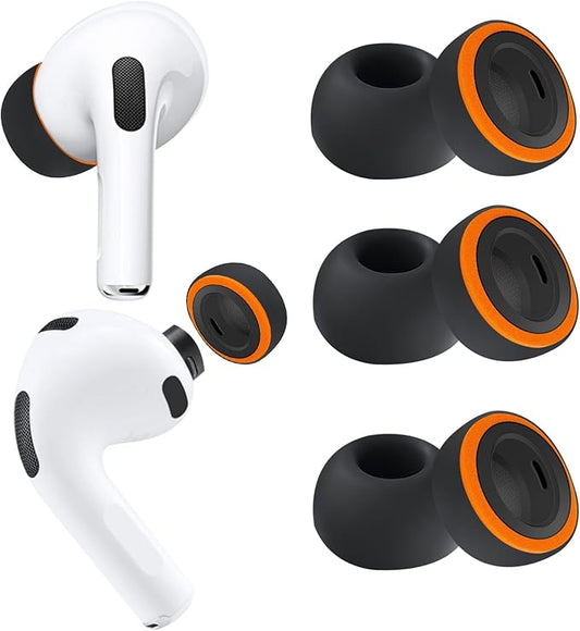 KASOTT 2025 Upgraded for AirPods Pro 3 Memory Foam&Silicone Hybrid Ear Tips, Ultimate Comfort, Anti-Slip Eartips, Superior Noise Isolation, Fits in The Charging Case, 3 Pairs (Black, Small)
