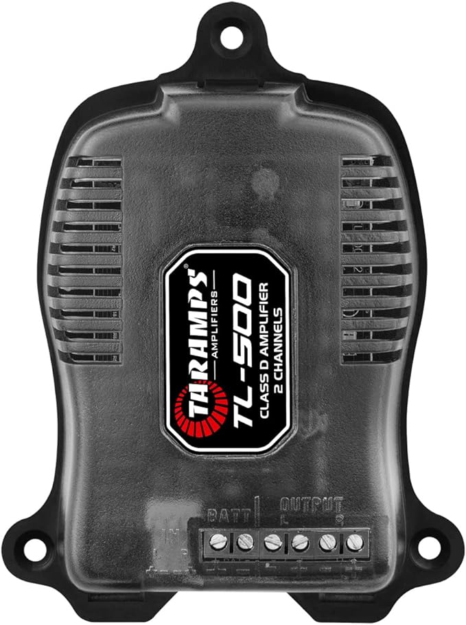 Taramp's TL 500 Amplifier 90 Watts RMS at 2 Ohms, 2x 45 Watts RMS, 2 Channels Class D, Car Audio Amp, Stereo, A.R.T System, Automatic Activation, 8 ~ 16 VDC, Black, Small