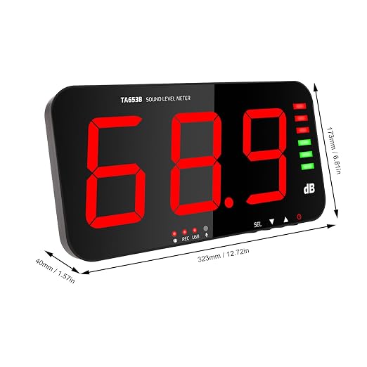 Decibel Meter Recorder Large Screen,Wall Mount Noise Sound Level Measuring Set,Data Hold, for Classroom Home Offices Factory
