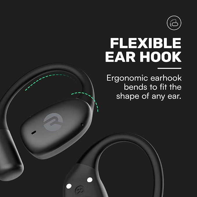 Raycon Essential Open Ear Earbuds – Open Ear Headphones, Earbuds Wireless Bluetooth, Sweat & Water-Resistant Earphones, Running Headphones with Ultra-Lightweight Design, 36 Hours Battery Life (Black)