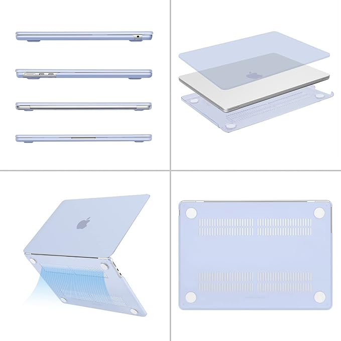 MOSISO Compatible with MacBook Air 13 inch Case M5 2026 M4 2025 M3 M2 2024-2022 A3449 A3240 A3113 A2681, Hard Shell&Keyboard Cover&Screen Film&Type C for MacBook Air 13.6 inch Case, Pastel Blue