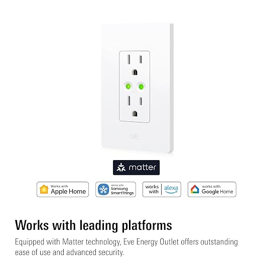 Eve Energy Outlet (Matter) – Smart Outlet & Power Meter, App & Voice Control, No Bridge, Thread, Works with Apple Home, Alexa, Google Home, SmartThings, 100% Privacy, Requires Thread Border Router