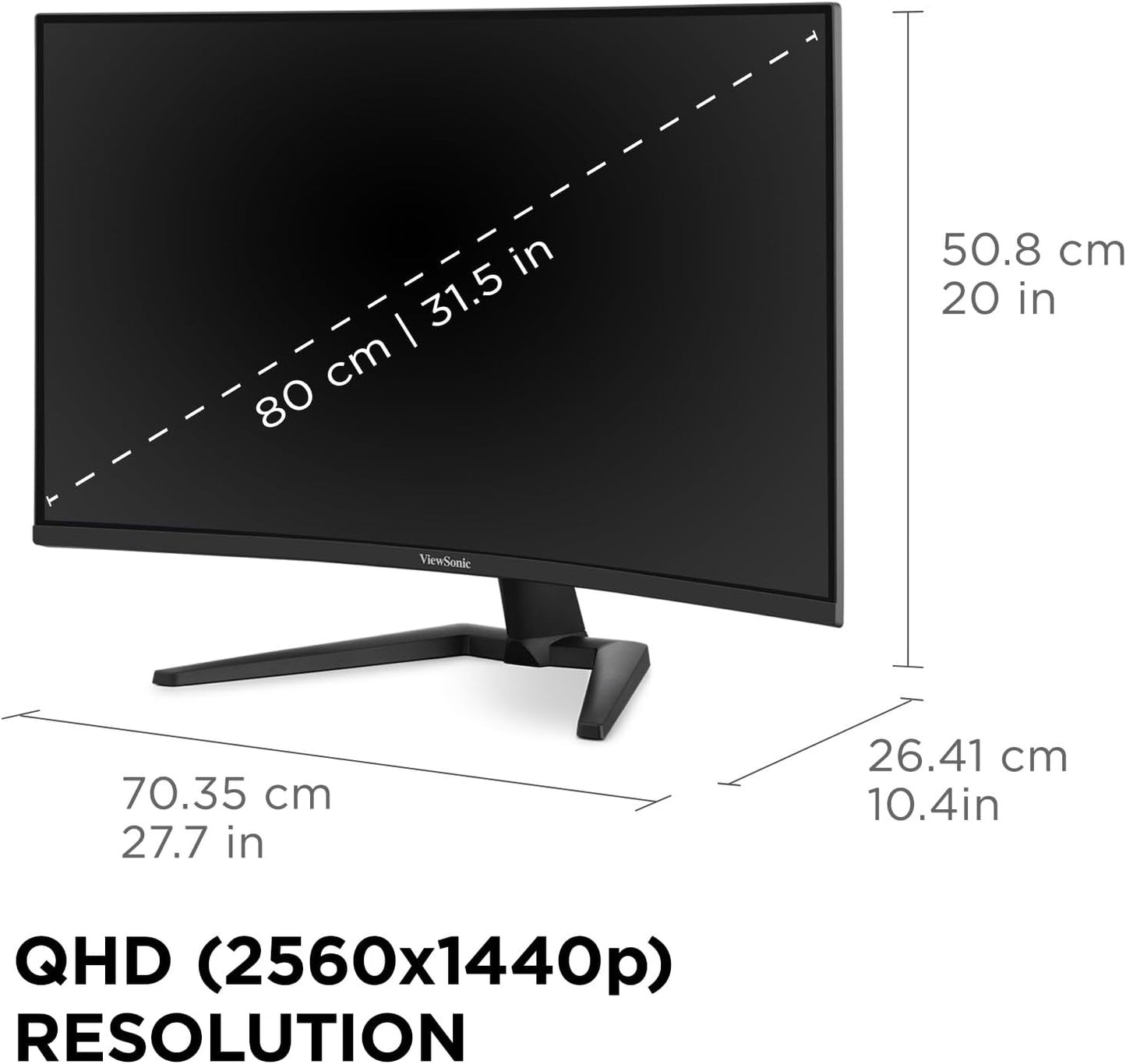 ViewSonic VX3228C-2K 32 Inch 1440p Curved Gaming Monitor with 1ms, 180Hz, FreeSync, Eye Care, HDMI, and DisplayPort Inputs