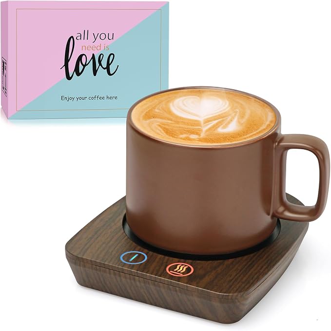 VOBAGA Coffee Mug Warmer & Mug Set, Coffee Cup Warmer with Auto Shut Off & 3 Temperature Settings for Desk Home Office, Coffee Warmer for Cocoa Milk Candles, Christmas Birthday Gifts for Women and Men