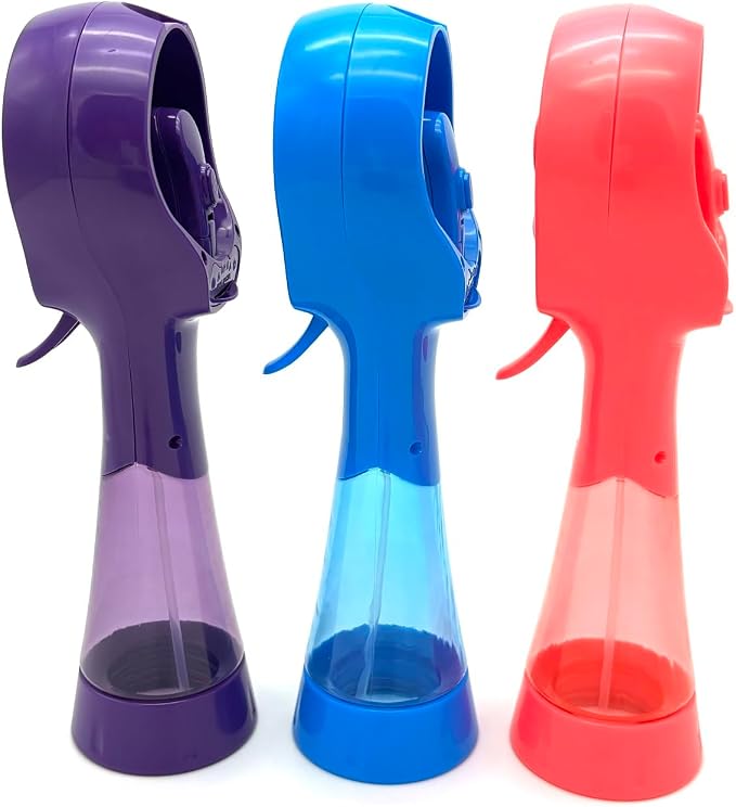 BJPEY Water Misting Fan Handheld Battery Powered Portable Personal Cooling Fans for Travel, Beach, Camping (Blue+Purple+Pink)