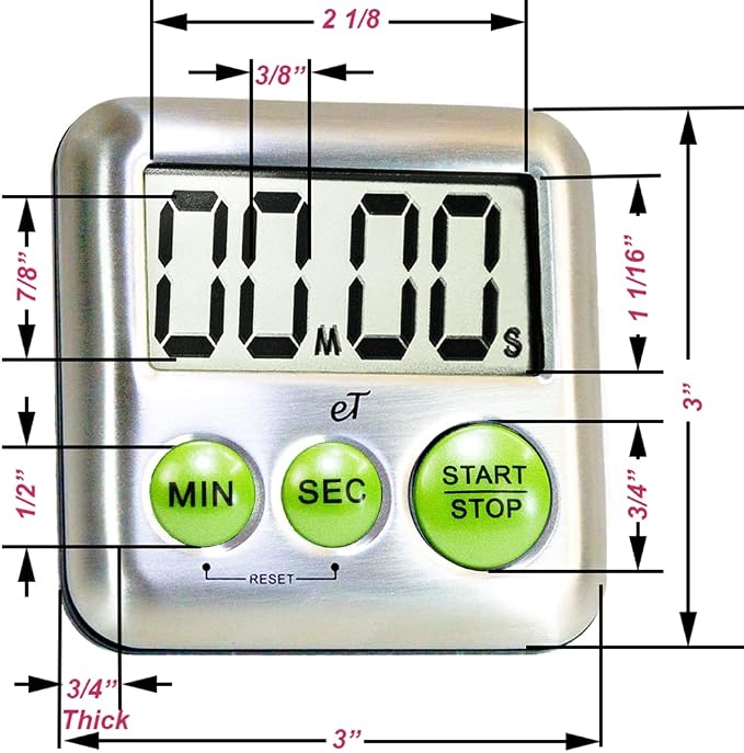 eTradewinds Elegant Digital Kitchen Timers 2 Pack Bundle Featuring Stainless Steel Models eT-23 and Model eT-25, Auto Shutoff Auto Memory