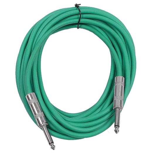 Seismic Audio - SASTSX-25 (6 Pack) - 25 Foot TS 1/4" Guitar, Instrument, or Patch Cables Green