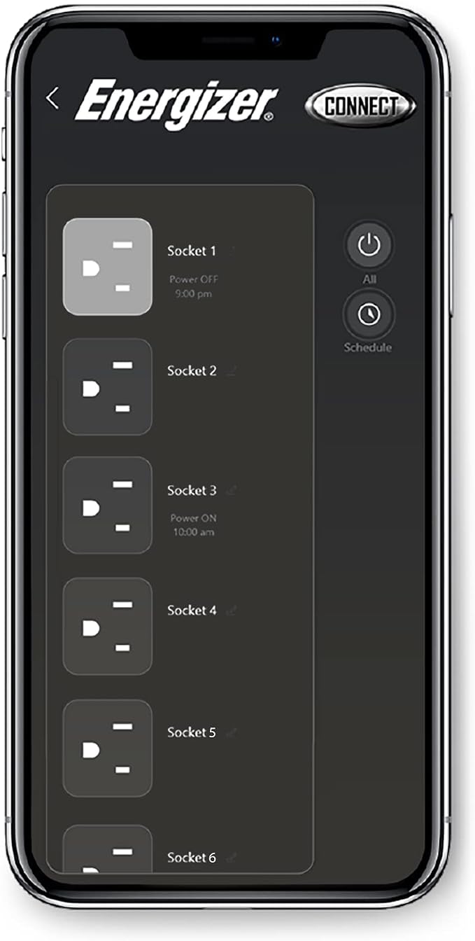 Energizer Smart Wi-Fi 4 Outlet 2 USB Power Strip, 1,200 Joules, Powers 4 Separate Items, Charge Compatible Devices, Compatible with Alexa/Siri/Google Assistant