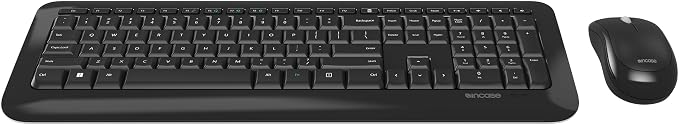 Incase Desktop 850 Keyboard & Mouse Combo – Designed by Microsoft –Wireless Connection, Precision Tracking, Wireless AES 128-Bit Encryption, Windows Shortcut Keys, Ambidextrous Design – Black