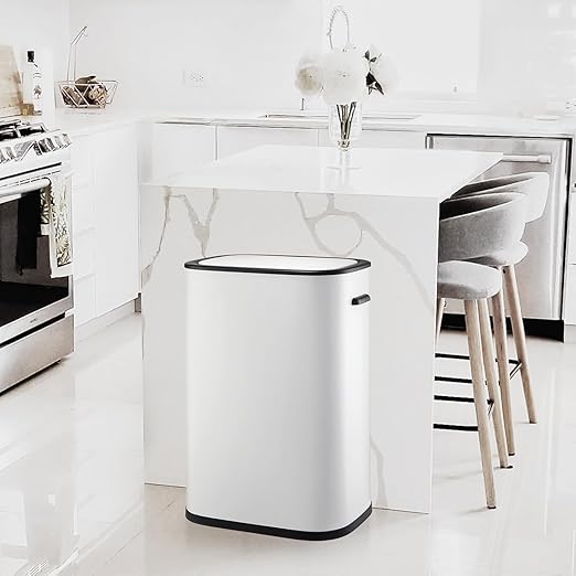 Kitchen Trash Can with Lid, Automatic Motion Sensor Trash Can for Kitchen Home Office, Bedroom, Living Room, Smart Garbage Can Touchless High-Capacity Waste Bin, 55L/14.5 Gallon, White
