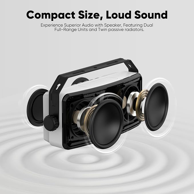 Inwa Upgraded 200W Outdoor Bluetooth Speakers Pair - IPX5 Waterproof Wall Mount Stereo Speaker, Wireless Multi-Speaker Connection with Auracast, Sound System w/Aux for Porch, Patio, Garage, Home