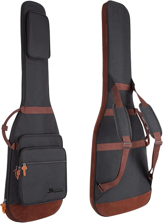 Bass Guitar Bag 0.5 Inch Padding Bass Guitar Case, Bass Electric Guitar Gig Bag Backpack with Neck Strap and 4 Pockets, Black