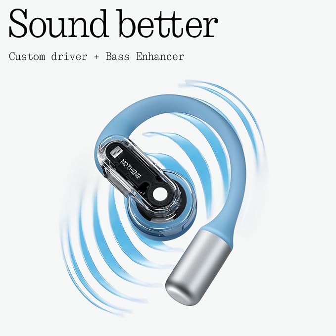 Nothing Ear (Open) Open Ear Headphones, Ultra-Light with Adjustable Earhooks, Multipoint Connection Bluetooth Earbuds, Clear Voice Technology for AI Calls, IP54, Fast Charging, ChatGPT Supported
