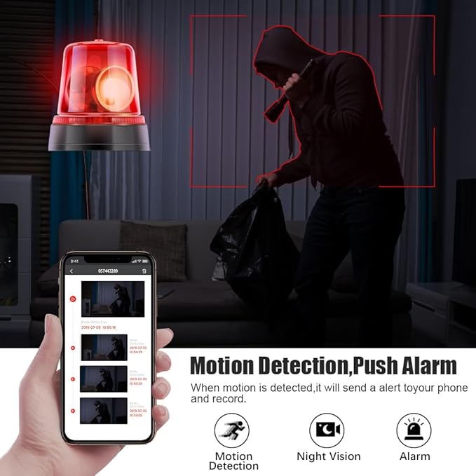 Hidden Camera Motion Activated/Stronger Night Vision/160°View Angle/HD 1080P,Indoor WiFi Camera with Bluetooth Speaker,Alarm Clock,Wireless/Wire Charger(2.4/5Ghz)