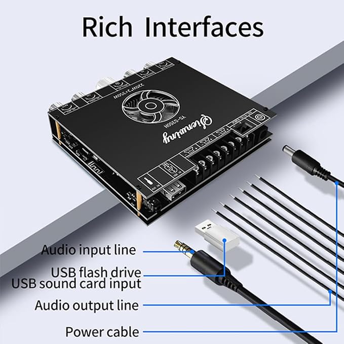 S350H 2.1 Channel Amplifier Board,220W+220W+350W Power Output, 5.1 Amplifier Board DC18-38V TPA3251 AMP Board BT/AUX/USB Input for DIY Wireless Speakers for DIY Wireless Speakers