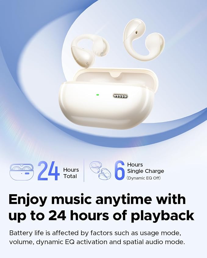 SoundPEATS PearlClip Pro Open Ear Clip Earbuds, Fast Charge (10Mins/2Hrs), IPX5 Sweatproof, Stable Bluetooth 6.0, Secure Fit, Rich Sound, 24H Play - Beige